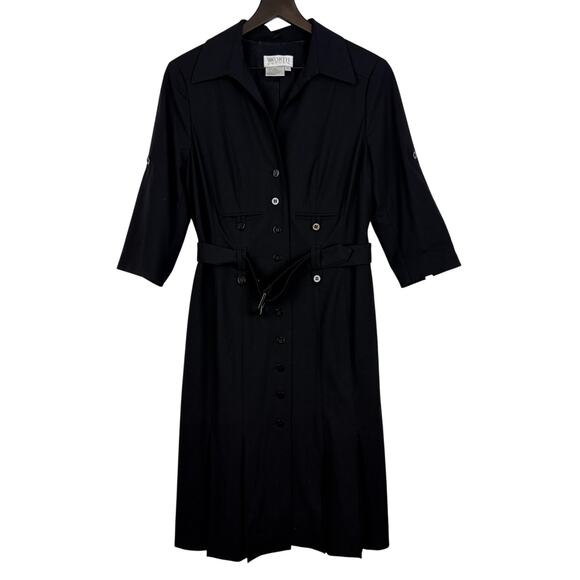 Worth Dresses & Skirts - WORTH Luxury Black Wool Blend Belted Midi Dress - Size 10P Petite
